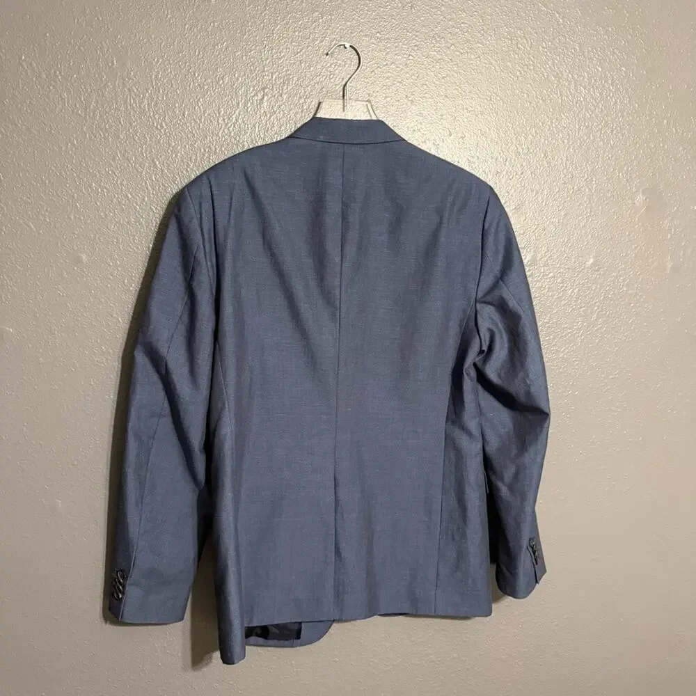 Theory NWT Wellar Washed Blue Tailored Linen Blend Blazer Size 40R